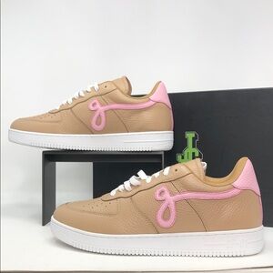 John Geiger GF-01 Linen Tan/Pink/White Mens Sneakers - Size 10